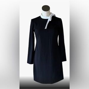 Calvin Klein Tie Neck Long Sleeve Black Sheath Dress 4